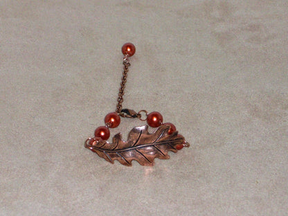 Copper Leaf and Pearl Bracelet